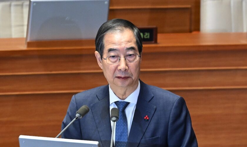 Le Premier ministre sud-coréen Han Duck-soo le 11 décembre 2024 à l'Assemblée nationale à Séoul