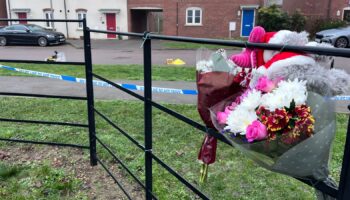 Flowers left at the scene in Bletchely, Milton Keynes