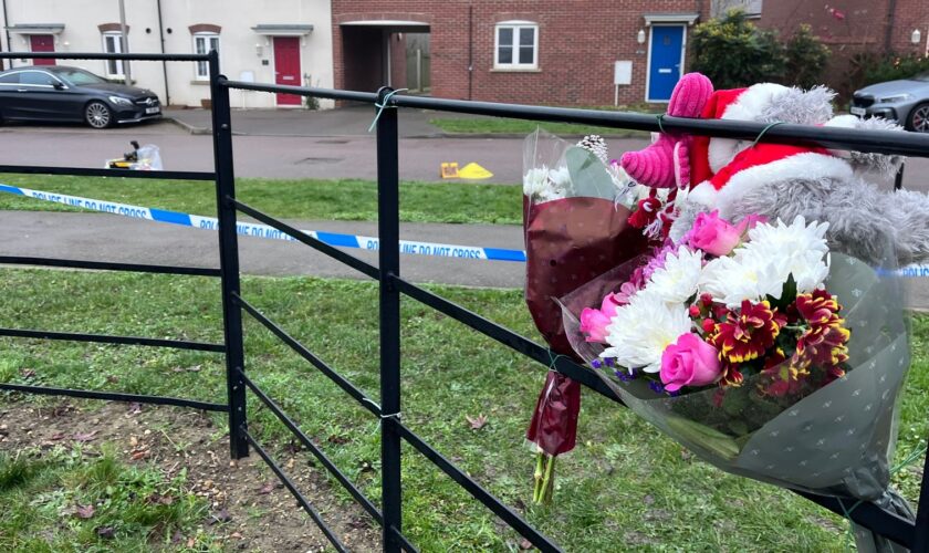 Flowers left at the scene in Bletchely, Milton Keynes