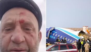 Moment man shows he survived doomed Azerbaijan Airlines crash after filming final message