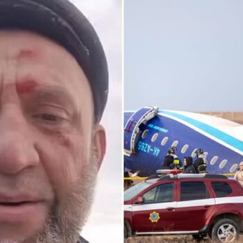 Moment man shows he survived doomed Azerbaijan Airlines crash after filming final message