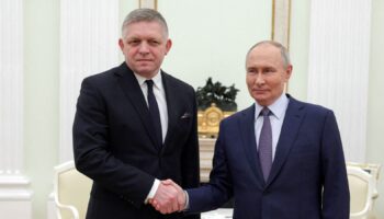 Vladimir Putin and Robert Fico met in Moscow on Sunday. Pic: Reuters