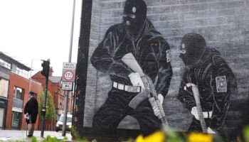 A loyalist mural is seen on a wall in east Belfast, Northern Ireland, Wednesday, April 5, 2023. It has been 25 years since the Good Friday Agreement largely ended a conflict in Northern Ireland that left 3,600 people dead. (AP Photo/Peter Morrison)