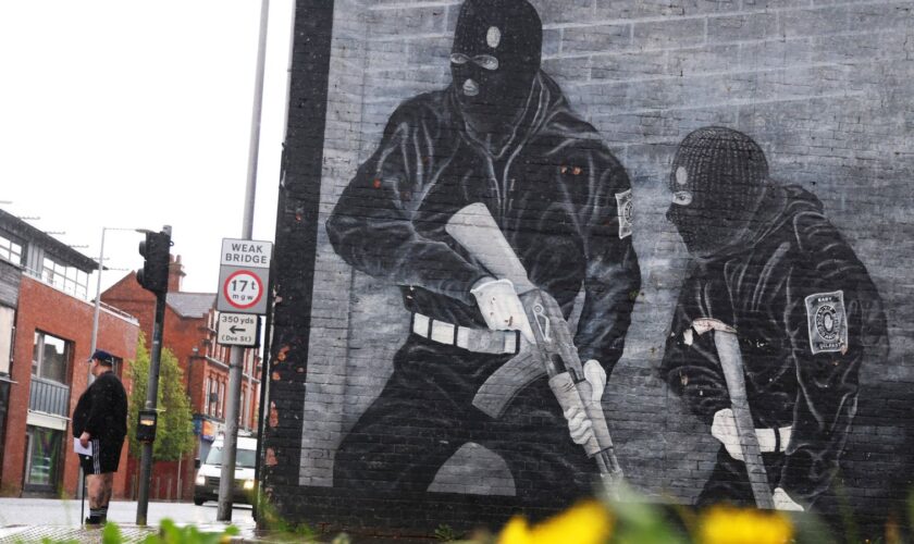 A loyalist mural is seen on a wall in east Belfast, Northern Ireland, Wednesday, April 5, 2023. It has been 25 years since the Good Friday Agreement largely ended a conflict in Northern Ireland that left 3,600 people dead. (AP Photo/Peter Morrison)