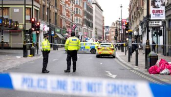 The scene on Shaftesbury Avenue in central London after four people were injured, one seriously, by a car which was driven onto a pavement in central London in the early hours of Christmas Day. A 31-year-old man has been arrested on suspicion of attempted murder. Picture date: Wednesday December 25, 2024. PA Photo. See PA story POLICE Shaftesbury. Photo credit should read: Jordan Pettitt/PA Wire