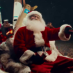 Still from apparent Russian propaganda showing Santa over Moscow