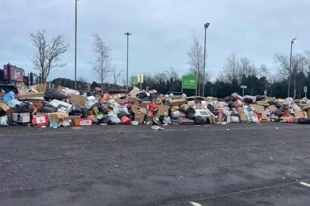 Fly-tippers blasted as huge rubbish pile filmed at Asda car park after Christmas