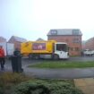 Moment binman removes rubbish bag from top of bin and dumps it on ground in Christmas collection