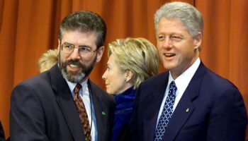 Gerry Adams with Bill Clinton in 2000. Pic: PA