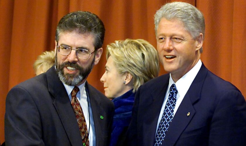 Gerry Adams with Bill Clinton in 2000. Pic: PA