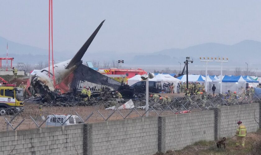 Die Maschine von Jeju Air zerschellte am Ende der Landebahn. Foto: Ahn Young-joon/AP/dpa