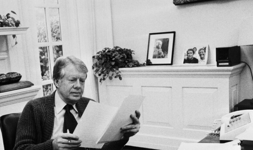 Jimmy Carter dans son bureau en 1978. (Photo by AFP)