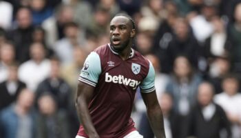 West Ham's Michail Antonio runs into position during the English Premier League soccer match between Tottenham Hotspur and West Ham United, at the Tottenham Hotspur Stadium in London, Saturday, Oct 19, 2024. Pic: AP