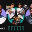 Graphic image showing Lewis Hamilton during his first season with Mercedes on the left and a picture from 2024 on the right in which he is wearing sunglasses. In between are three images of Hamilton holding trophies for race wins with underneath a graphic of six drivers' championship trophies to signify the world titles he has won with Mercedes