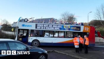 Eight hurt after double decker bus roof torn off