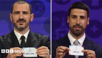 A picture of the groups drawn for Women's Euro 2025