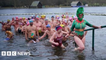 Fancy dress swimmers take Christmas Day dip