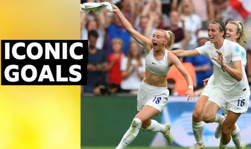 Chloe Kelly celebrates scoring England's winner in the Euro 2022 final against Germany