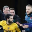 Wolves defender Rayan Ait-Nouri is involved in an altercation after the final whistle of the Premier League defeat by Ipswich at Molineux