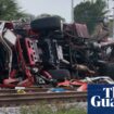 High-speed passenger train collides with firetruck in Florida, injuring 15 people