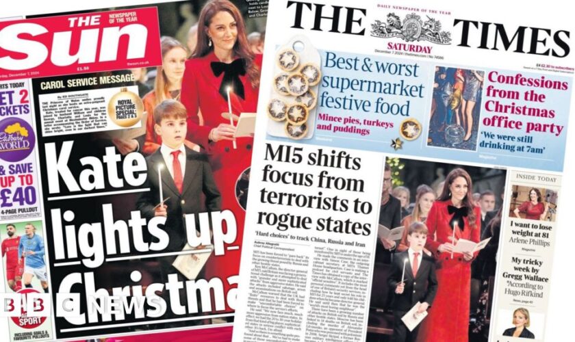 Kate 'lights up Christmas' and MI5 focuses on 'hostile states'