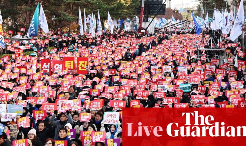 South Korea crisis live: thousands rally outside parliament as president faces impeachment vote