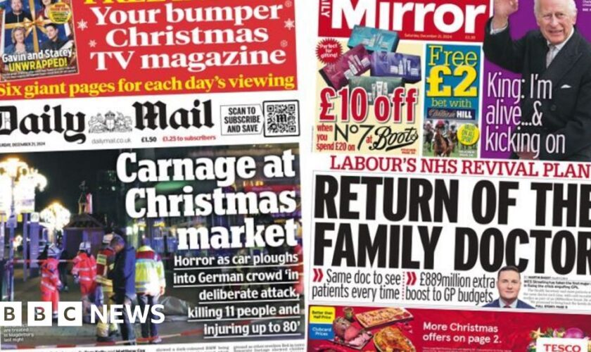 The Papers: Christmas market 'carnage' and 'Return of the family doctor'