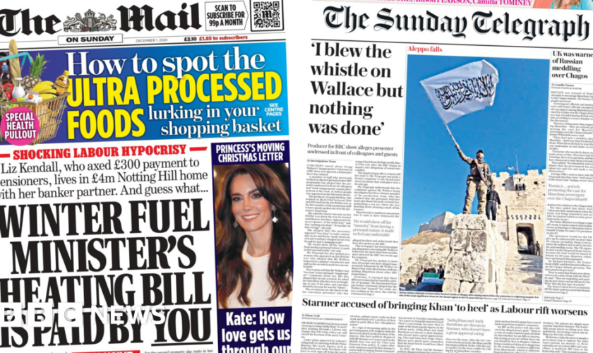 The Papers: Labour 'heating bill hypocrisy' and Wallace whistleblower