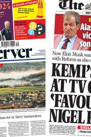 The Papers: NHS 'repair costs triple' and Badenoch 'fury' at Farage's TV time