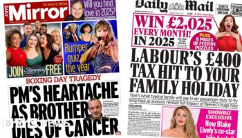 The Papers: PM's heartache and Labour's 'tax hit' to flights