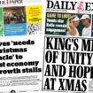 The Papers: Reeves needs 'Christmas miracle' and King's 'message of unity'