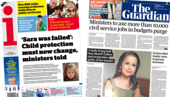 The Papers: 'Sara was failed' and 10,000 civil service jobs to be axed