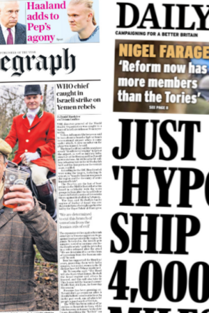 The Papers: 'Tory war with Farage' and Just Stop Oil 'hypocrites'