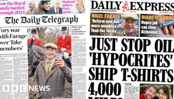 The Papers: 'Tory war with Farage' and Just Stop Oil 'hypocrites'