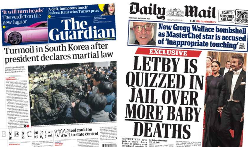 The Papers: 'Turmoil in South Korea' and 'Letby quizzed' in jail