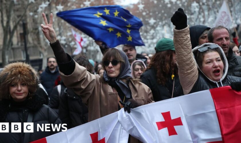 Thousands protest in Georgia ahead of political showdown