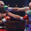 Oleksandr Usyk lands a right hook on Tyson Fury