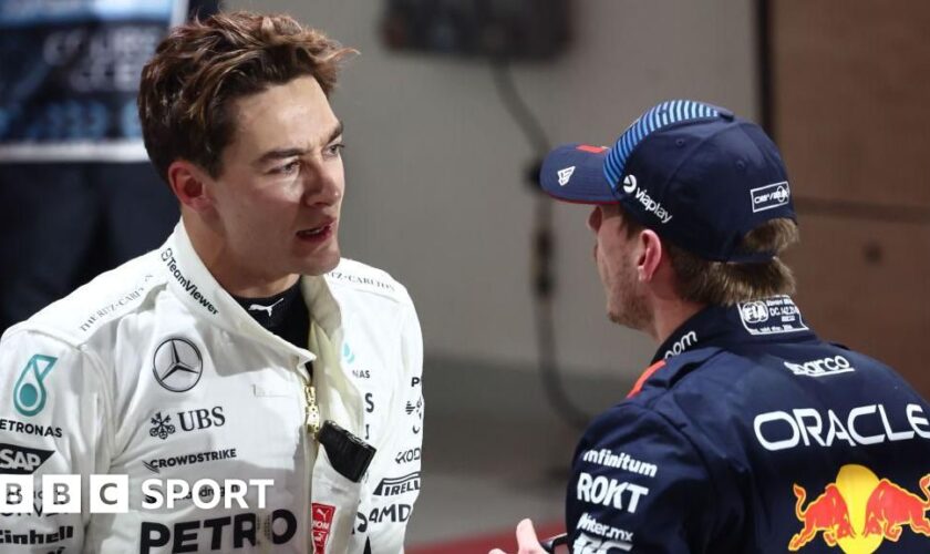 George Russell and Max Verstappen chat after Qatar qualifying