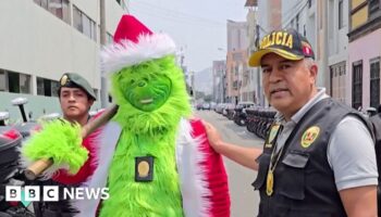 Watch: Police officer dressed as the Grinch leads drug raid