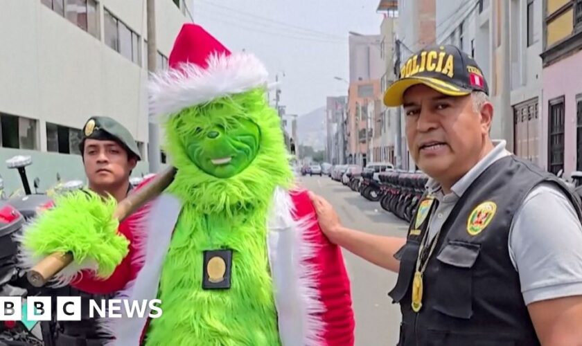 Watch: Police officer dressed as the Grinch leads drug raid