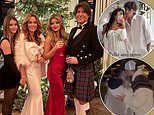 Stars ring in the New Year: Amanda Holden hosts lavish family bash in Scotland as Perrie Edwards shares kiss with fiancé Alex Oxlade-Chamberlain and Cruz Beckham parties in Miami