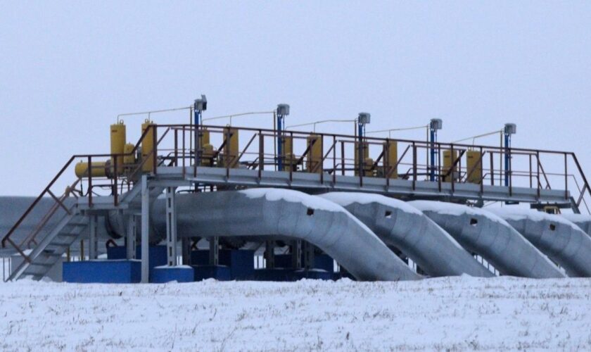 Eine Gaspumpstation ermöglicht den Gastransit von Russland durch die Ukraine in die EU