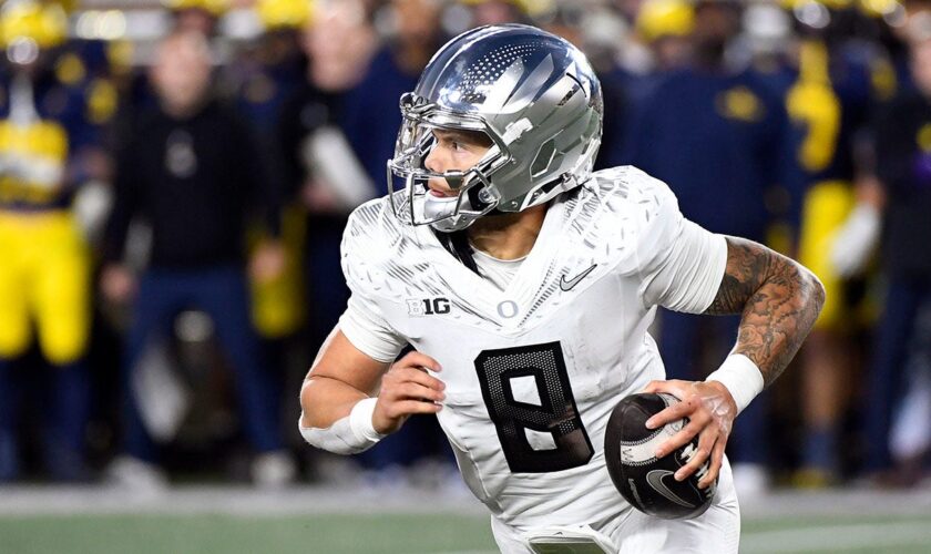 Oregon quarterback Dillon Gabriel suggests all football games should be played without bad weather