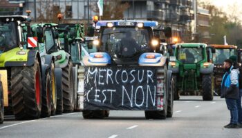 Manifestation d'agriculteurs de la FNSEA et de la Coordination rurale contre l'accord de libre-échange UE-Mercosur, le 18 novembre 2024 à Strasbourg, dans le Bas-Rhin