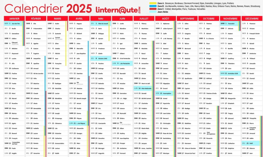 Calendrier 2025 : votre agenda annuel et gratuit à télécharger et à imprimer