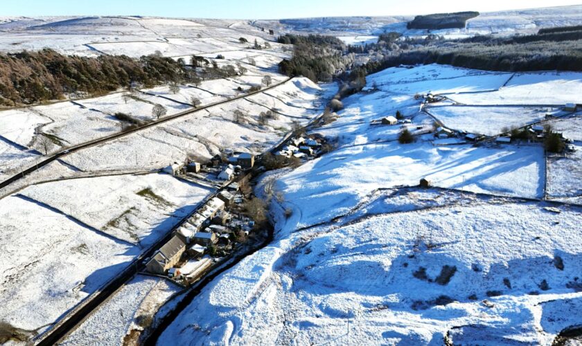 Snow in Allenheads, Northumberland. A three-day yellow warning for snow has been issued for almost all of England and Wales and parts of Scotland this weekend as the Met Office warned that rural communities could become cut off. Picture date: Thursday January 2, 2025.