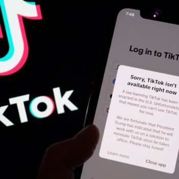 Le message affiché sur l'application TikTok dimanche