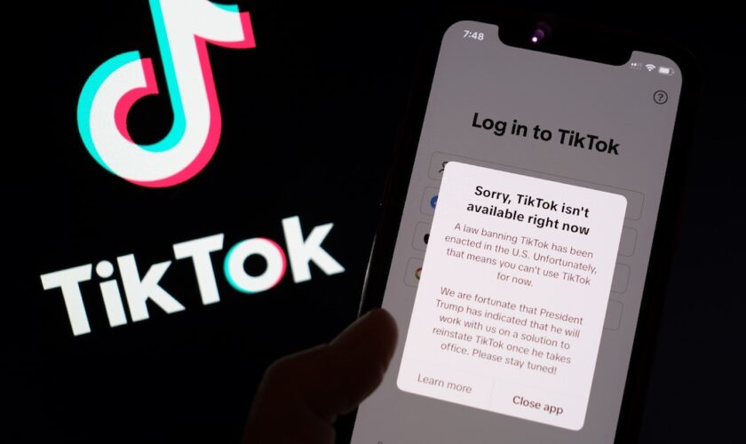 Le message affiché sur l'application TikTok dimanche