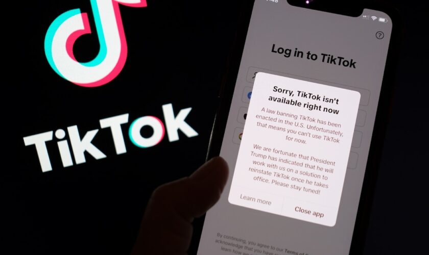 Le message affiché sur l'application TikTok dimanche