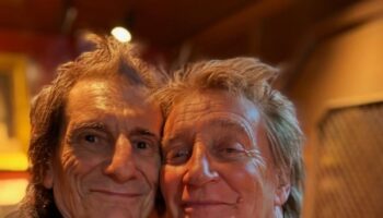 Rod Stewart parties with Penny Lancaster and Ronnie Wood as he celebrates 80th birthday